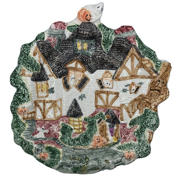 Fitz and Floyd Candy Dish 1993 Omnibus Halloween Plate VTG Collectible - Picture 1 of 9